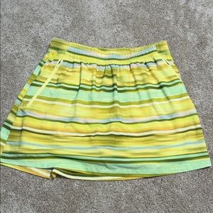 Outdoor Voices Yellow and Mint Striped Athletic Mini Skirt